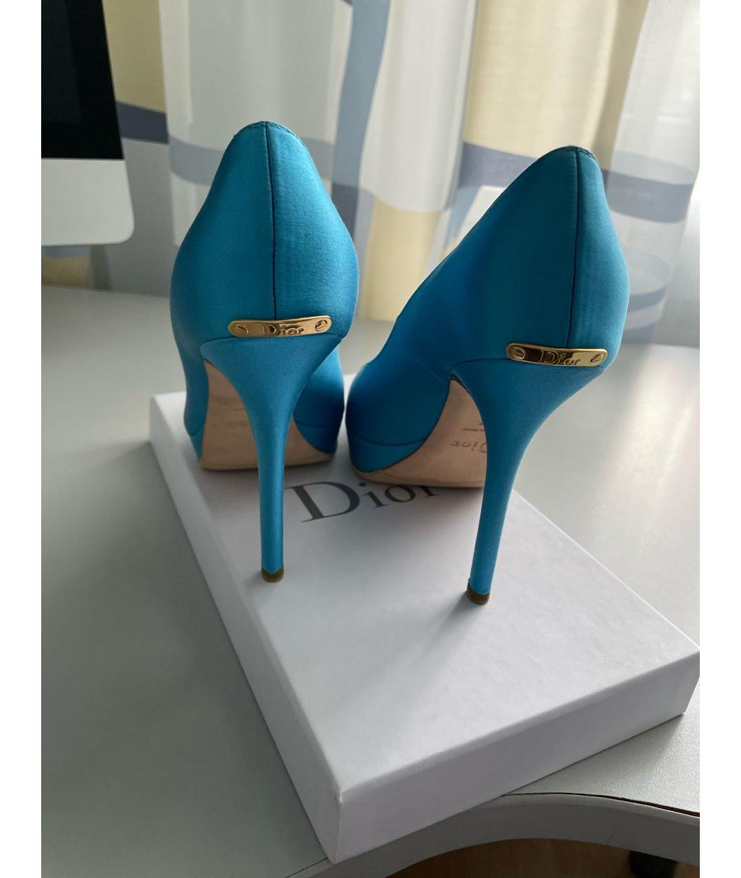 CHRISTIAN DIOR Голубые текстильные туфли, фото 4
