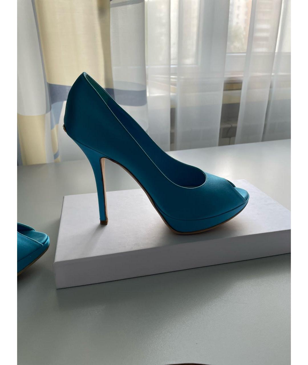 CHRISTIAN DIOR Голубые текстильные туфли, фото 5