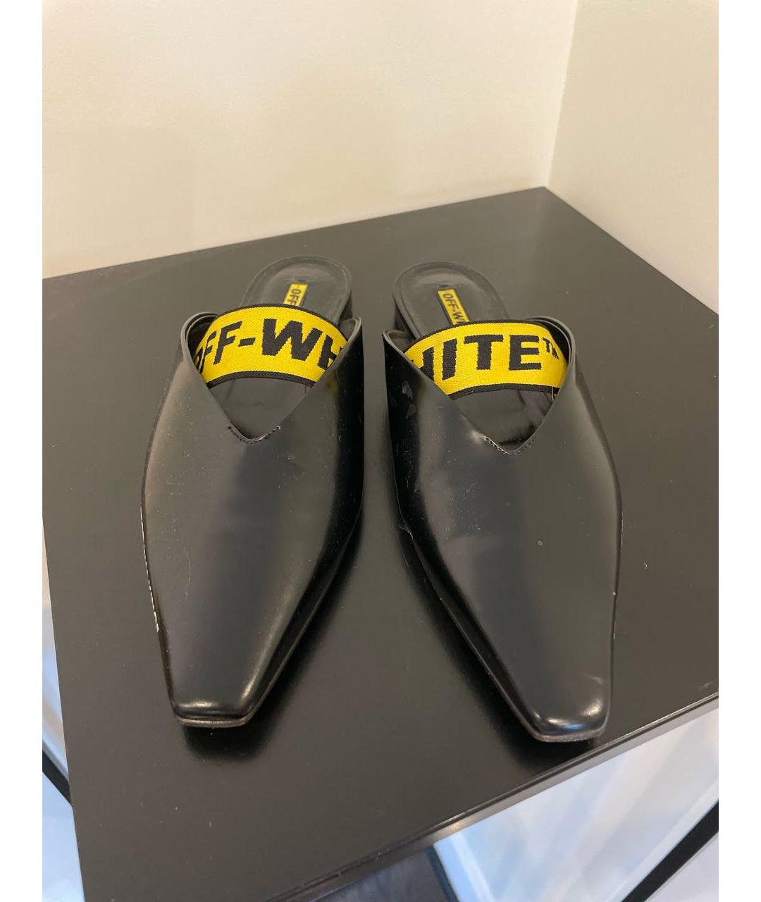 OFF-WHITE Черные кожаные мюли, фото 2