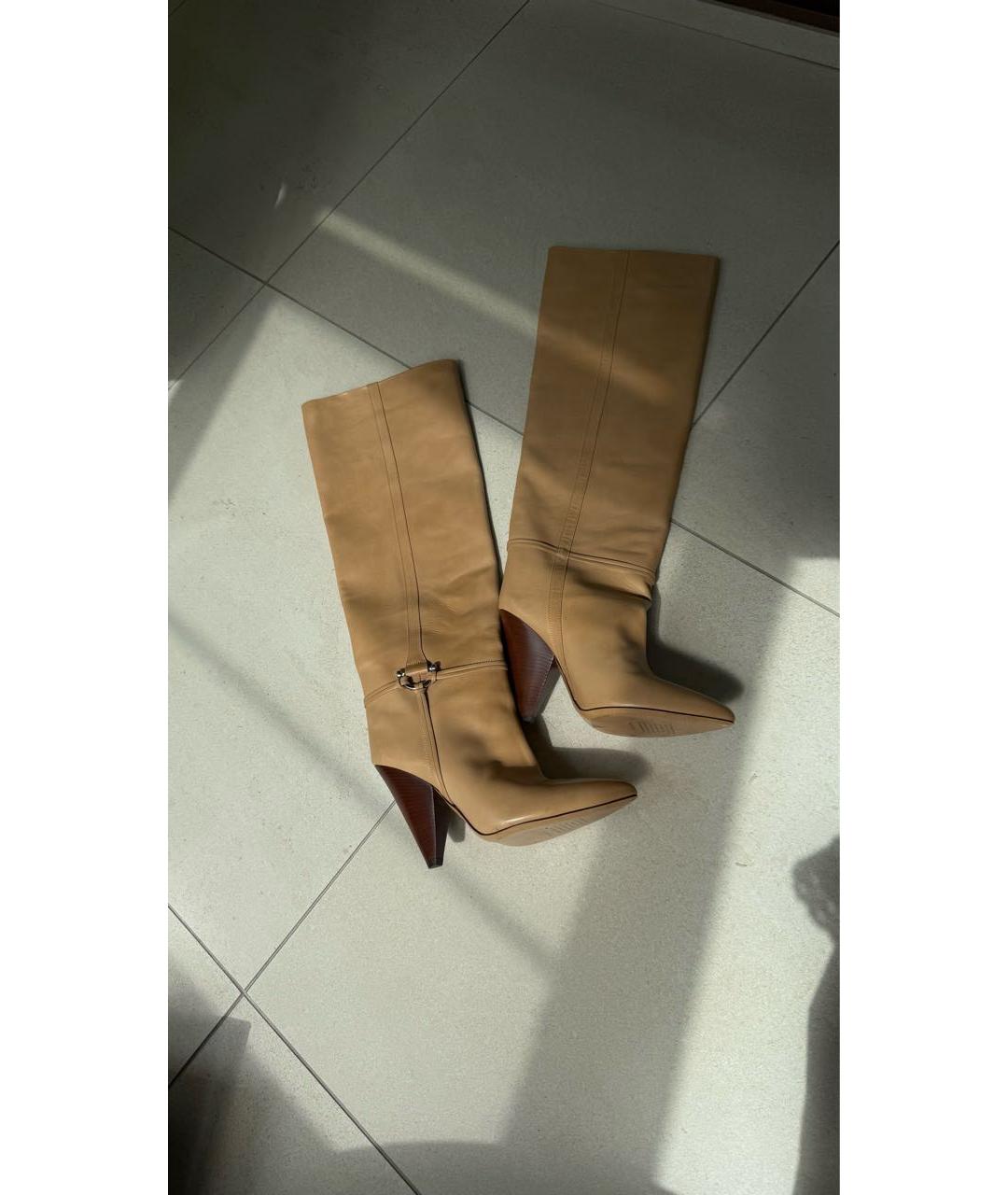 ISABEL MARANT Бежевые кожаные сапоги, фото 9
