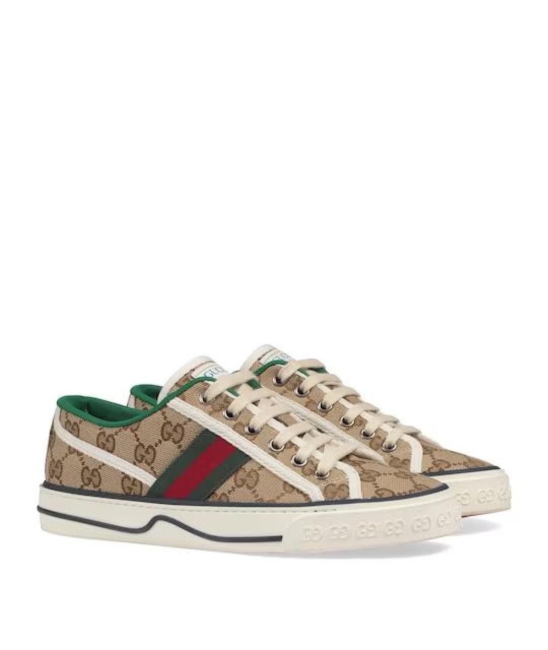 GUCCI Коричневые текстильные кеды, фото 2