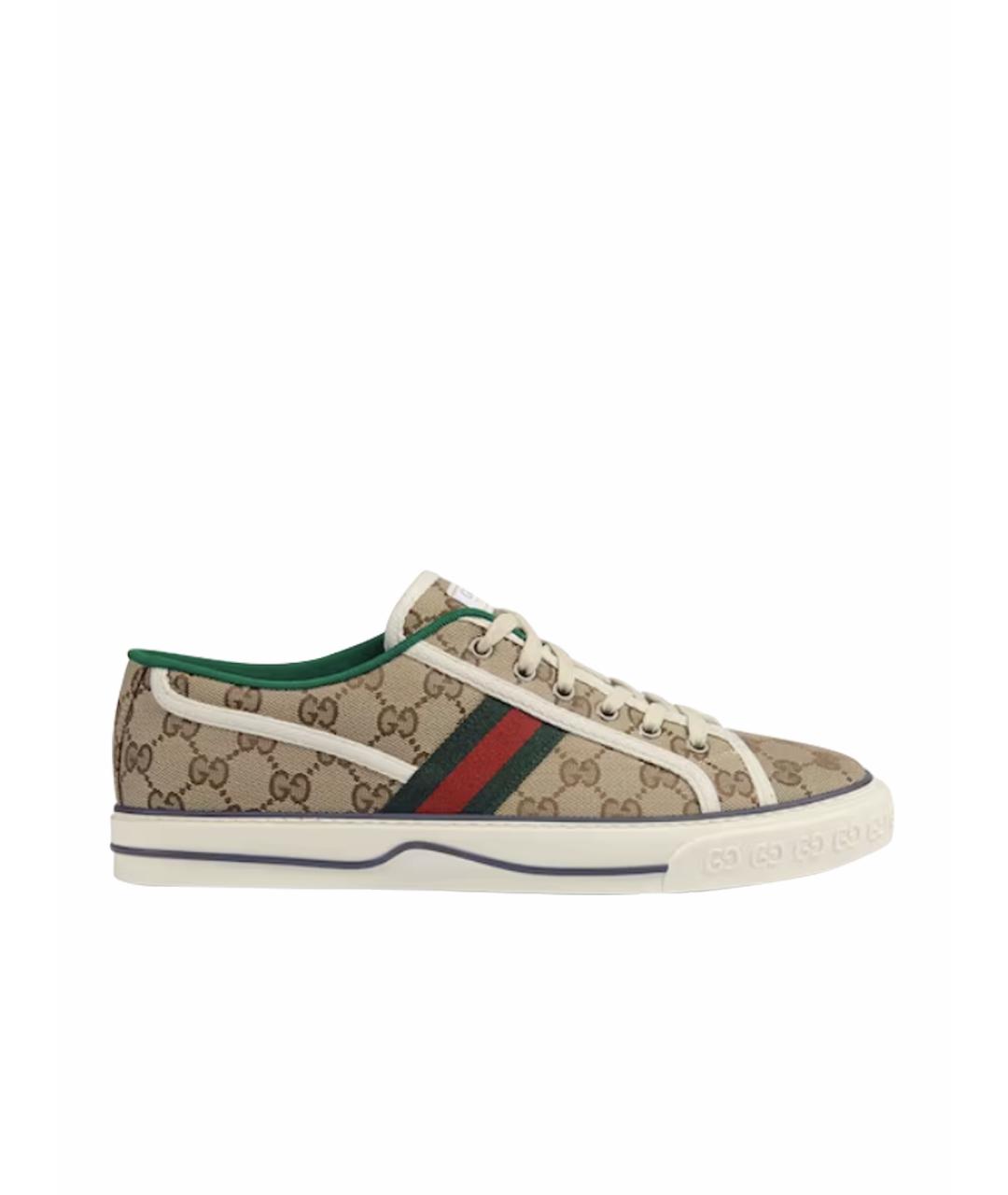 GUCCI Коричневые текстильные кеды, фото 1