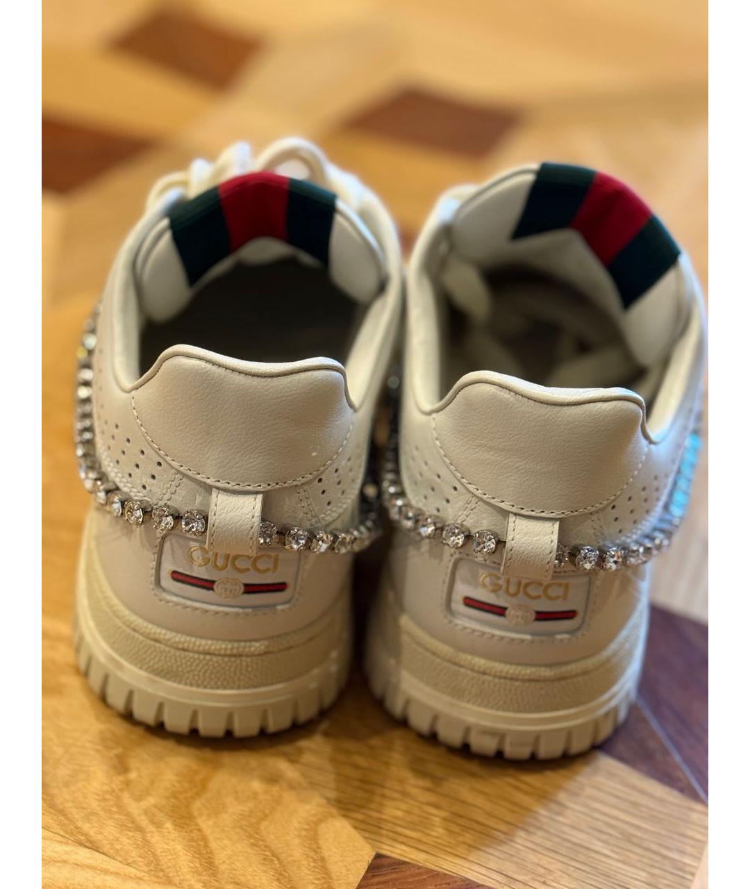 GUCCI Белые кожаные кеды, фото 3