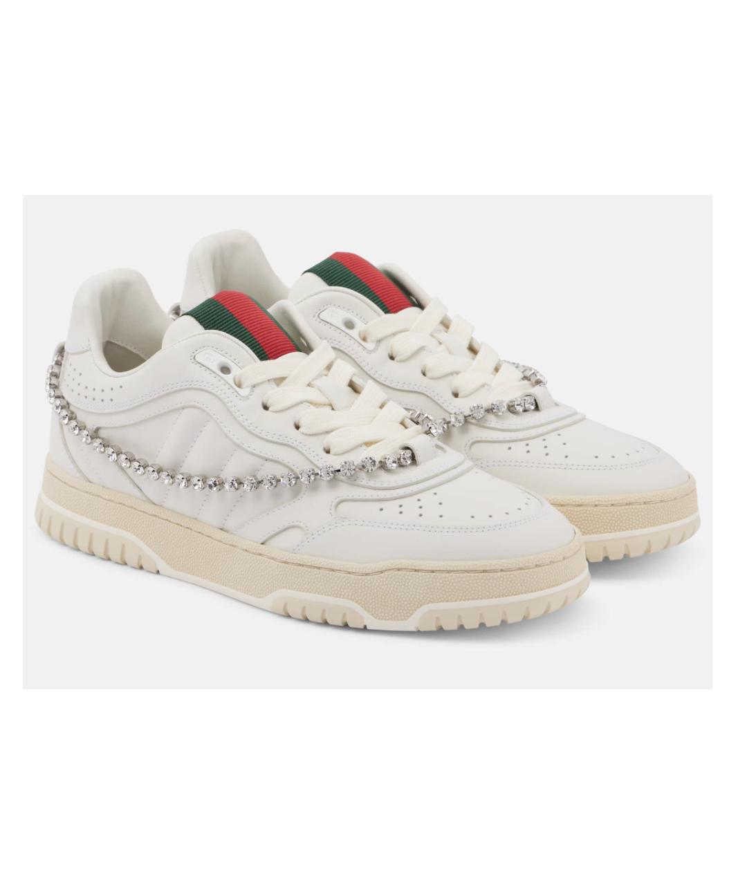 GUCCI Белые кожаные кеды, фото 5