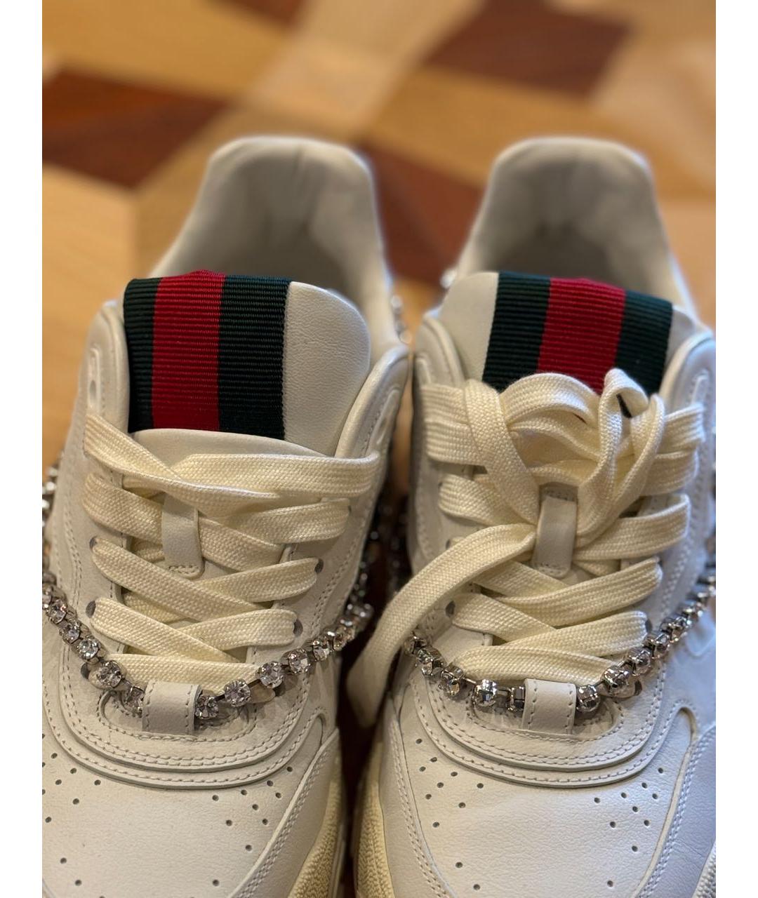 GUCCI Белые кожаные кеды, фото 4