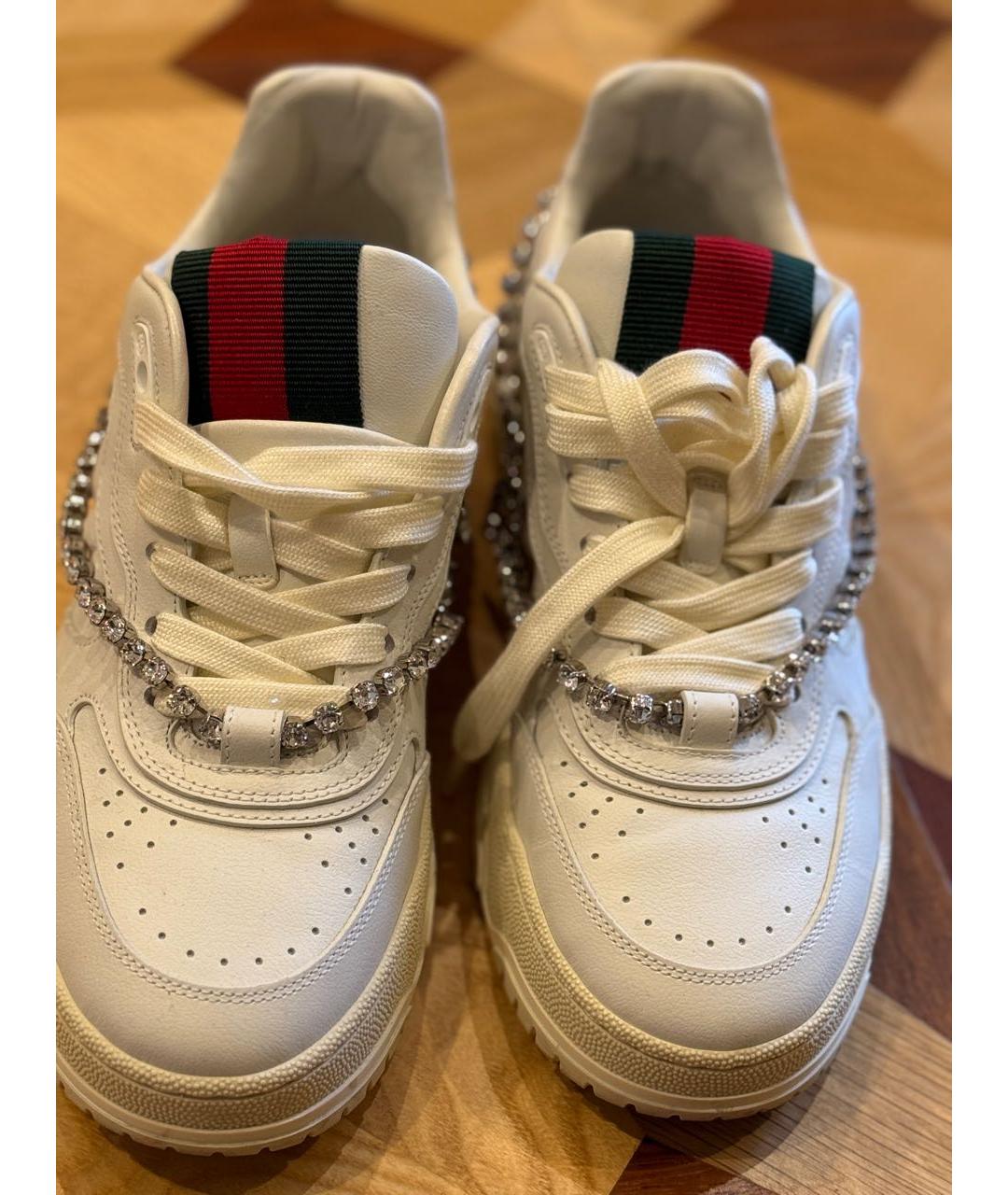 GUCCI Белые кожаные кеды, фото 2