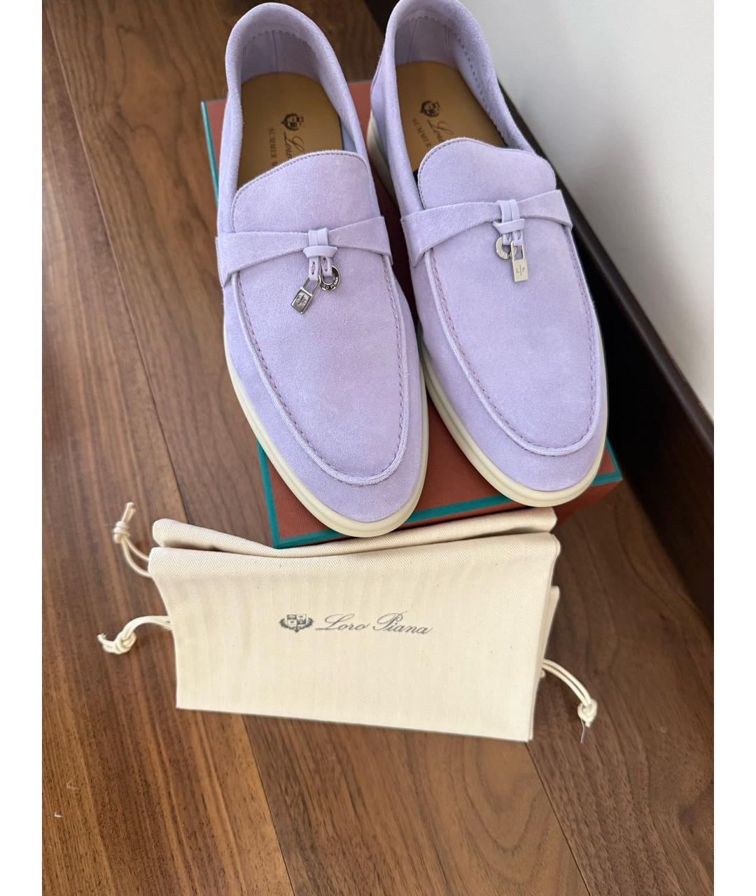 LORO PIANA Фиолетовые замшевые лоферы, фото 2