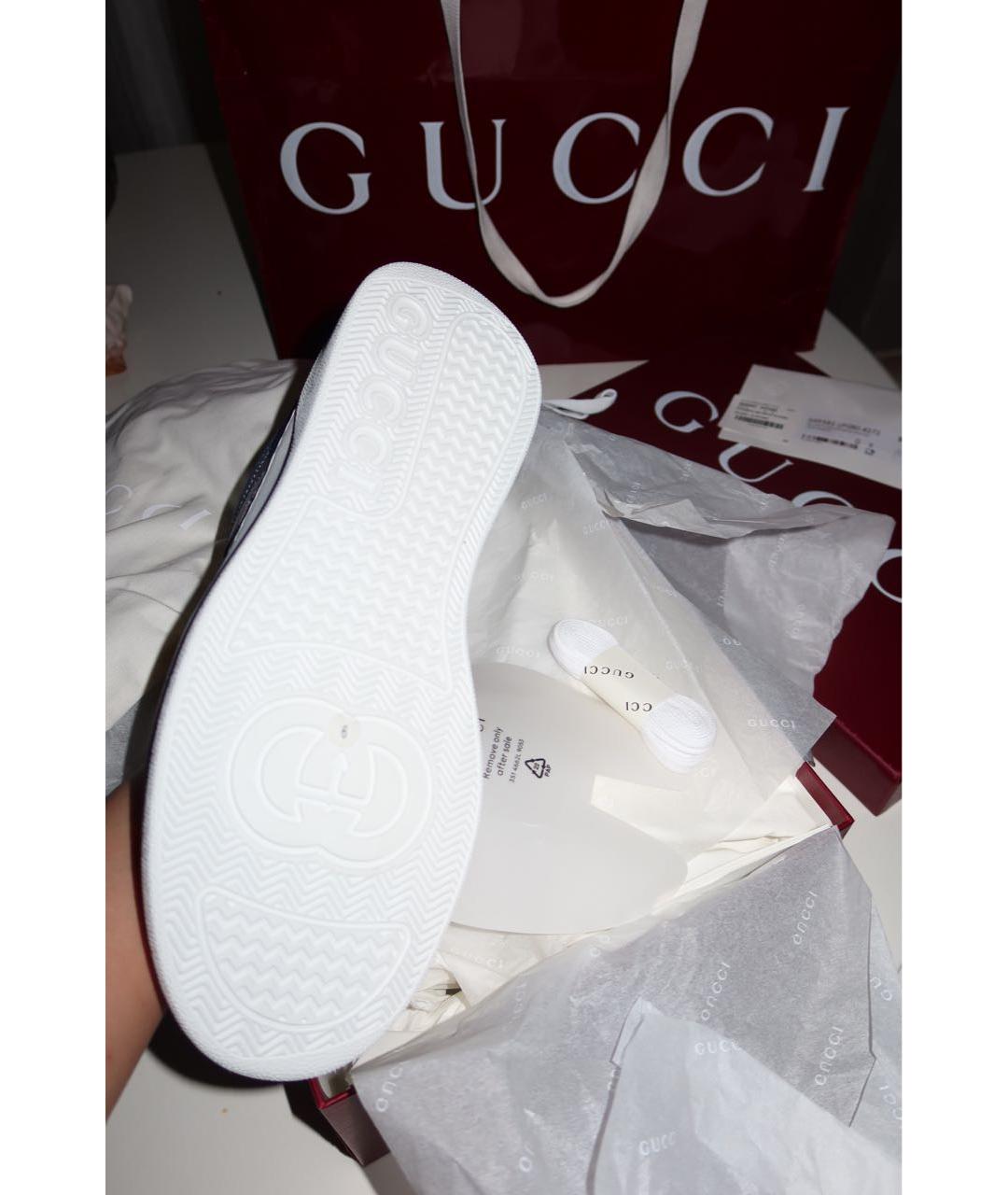 GUCCI Темно-синие текстильные низкие кроссовки / кеды, фото 3