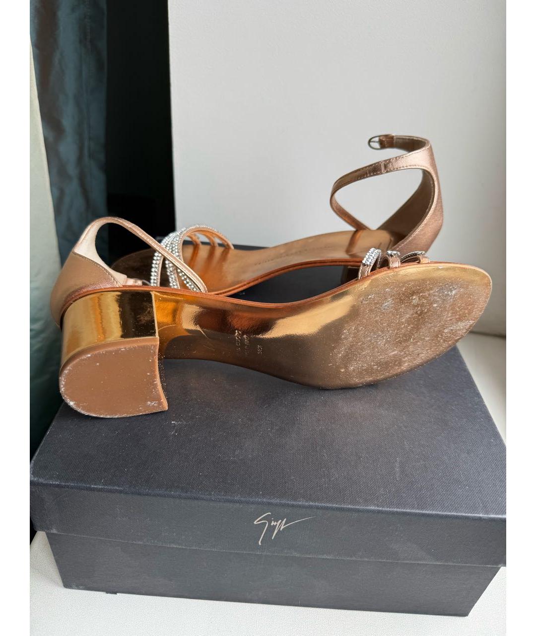 GIUSEPPE ZANOTTI DESIGN Золотые кожаные босоножки, фото 4