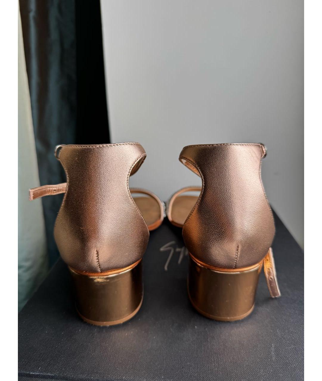 GIUSEPPE ZANOTTI DESIGN Золотые кожаные босоножки, фото 2