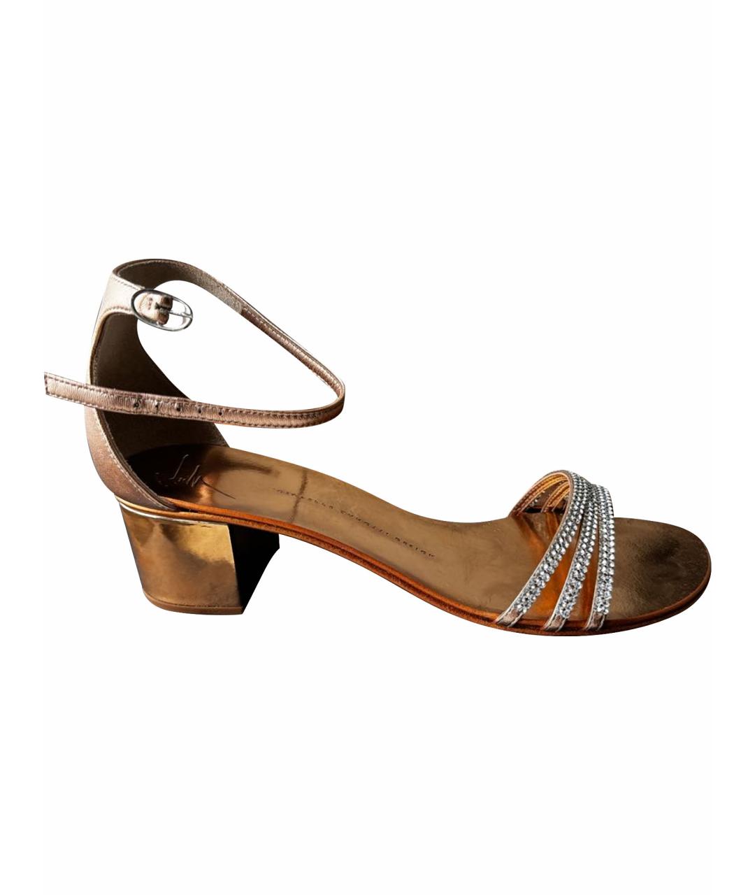 GIUSEPPE ZANOTTI DESIGN Золотые кожаные босоножки, фото 1