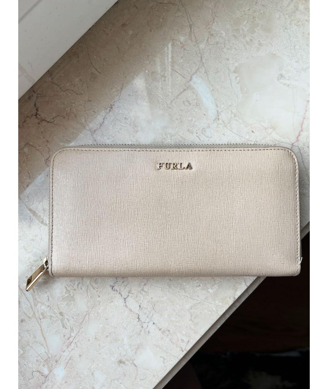 FURLA Бежевый кожаный кошелек, фото 7