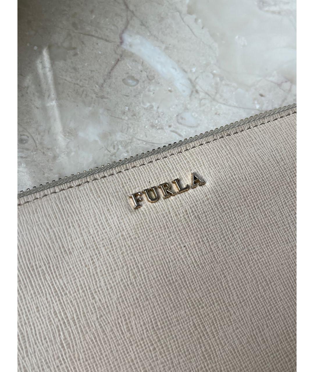 FURLA Бежевый кожаный кошелек, фото 6