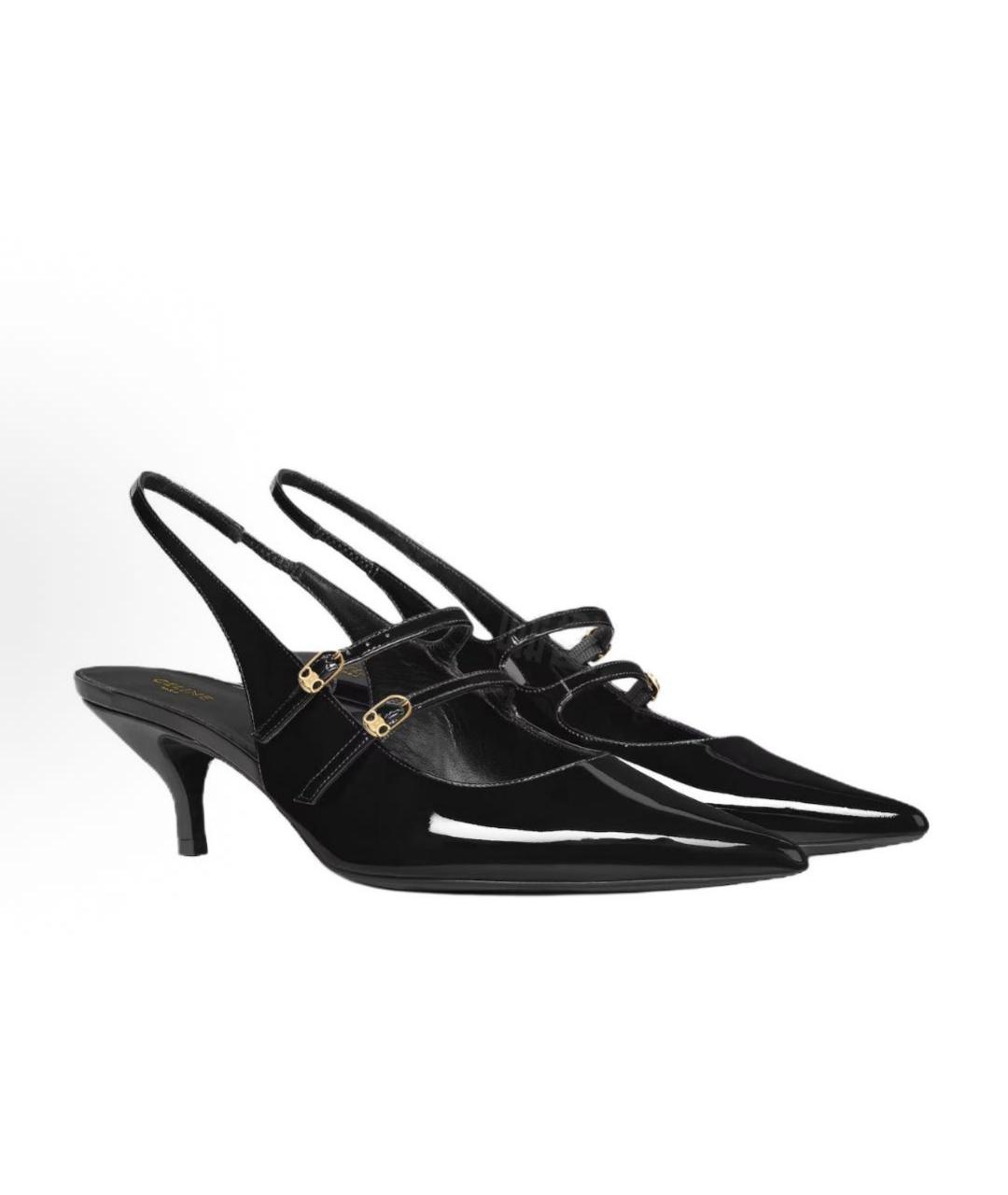 CELINE Черные лодочки на низком каблуке, фото 3