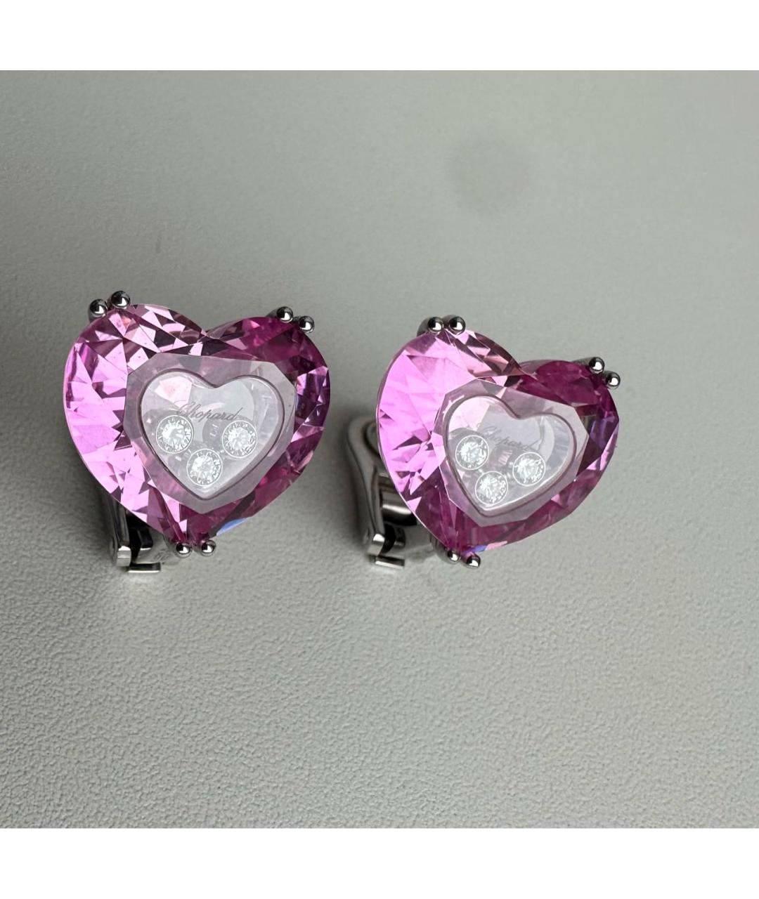 CHOPARD Розовые серьги из белого золота, фото 9