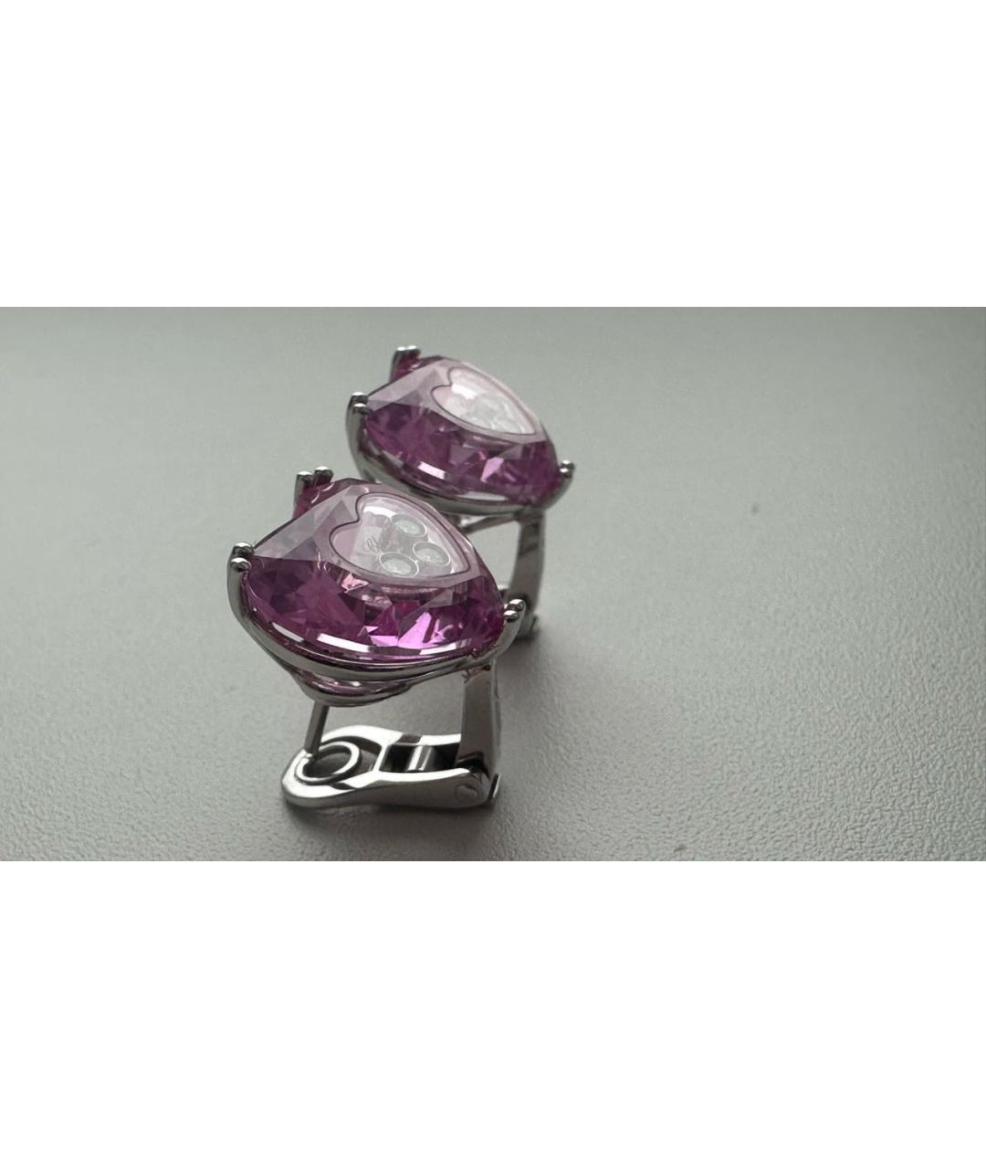 CHOPARD Розовые серьги из белого золота, фото 7