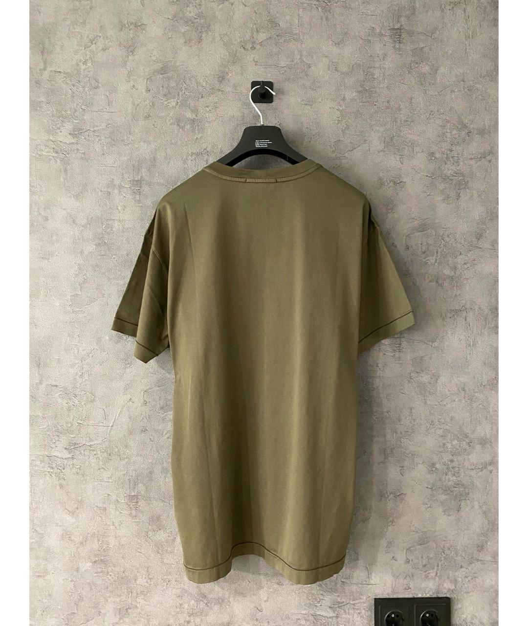 STONE ISLAND Хаки хлопковая футболка, фото 2