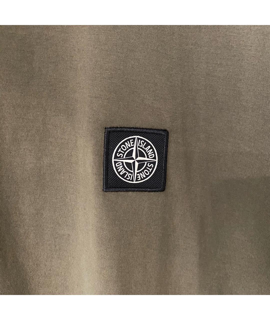STONE ISLAND Хаки хлопковая футболка, фото 4