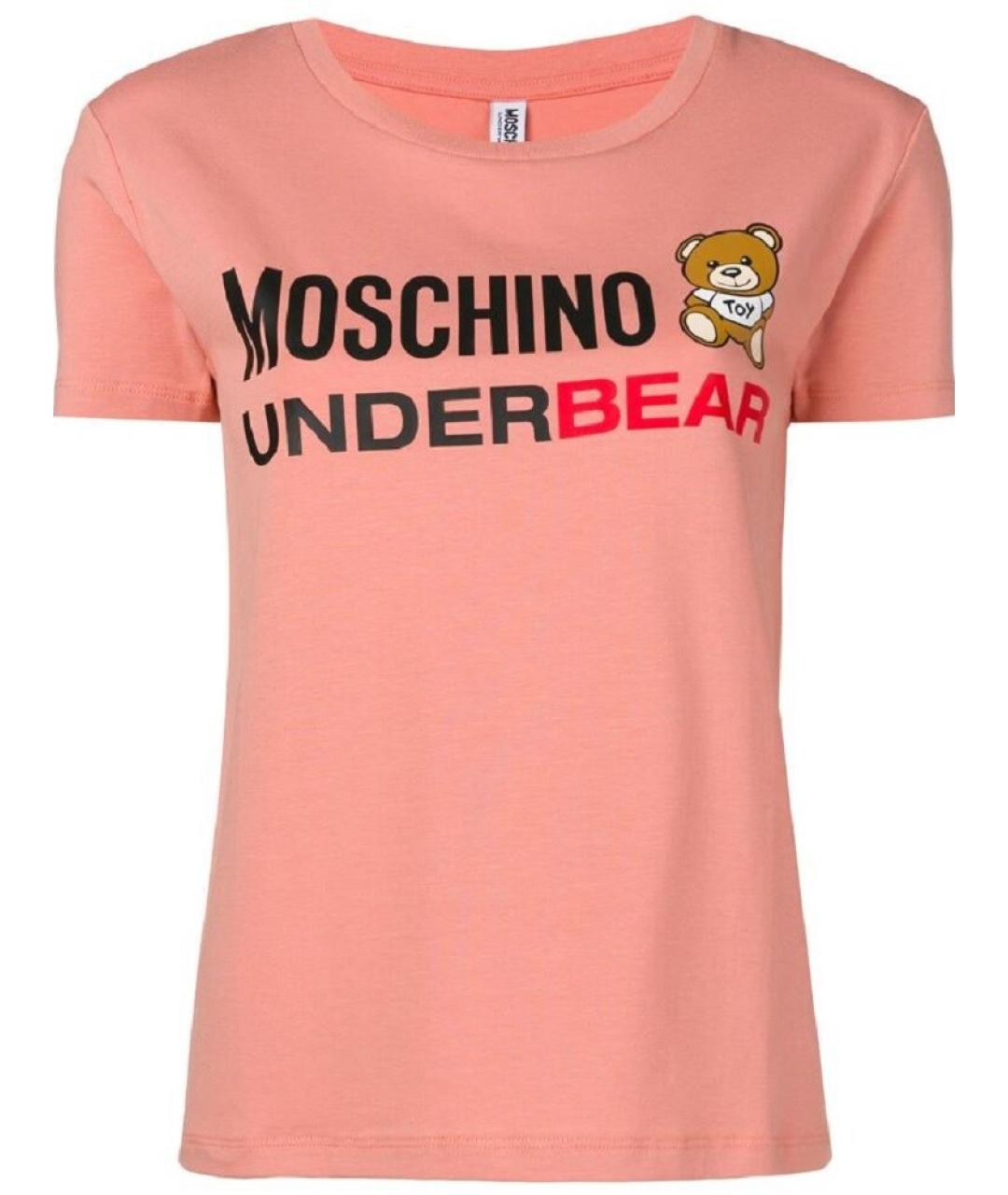 MOSCHINO Коралловая хлопко-эластановая футболка, фото 1