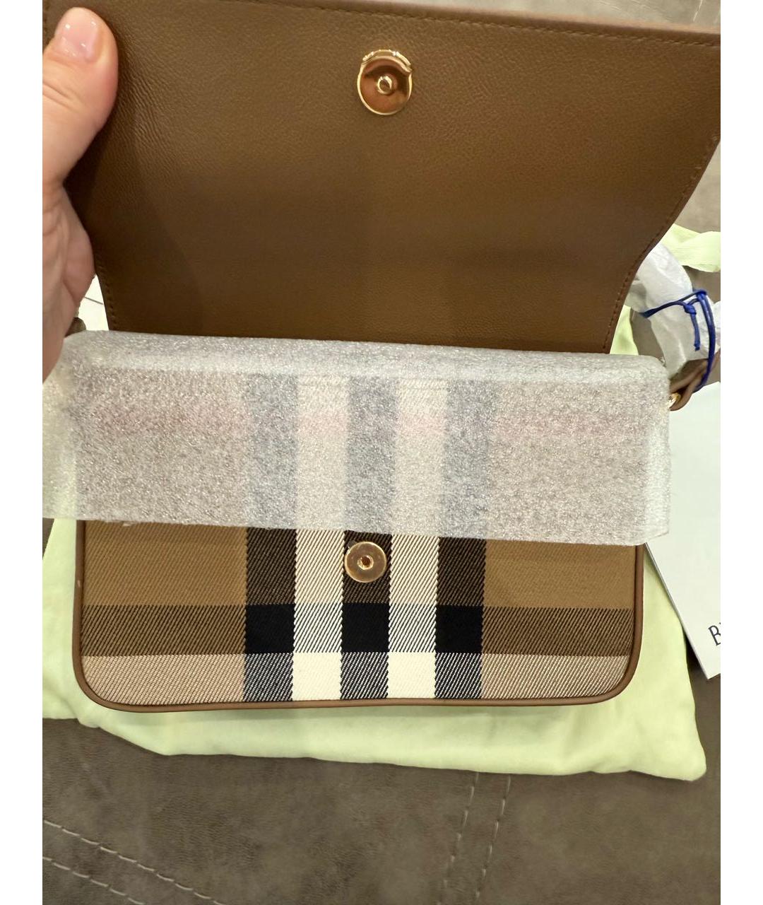 BURBERRY Коричневая кожаная сумка тоут, фото 3