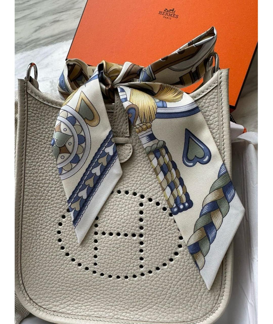 HERMES Бежевая кожаная сумка на плечо, фото 6