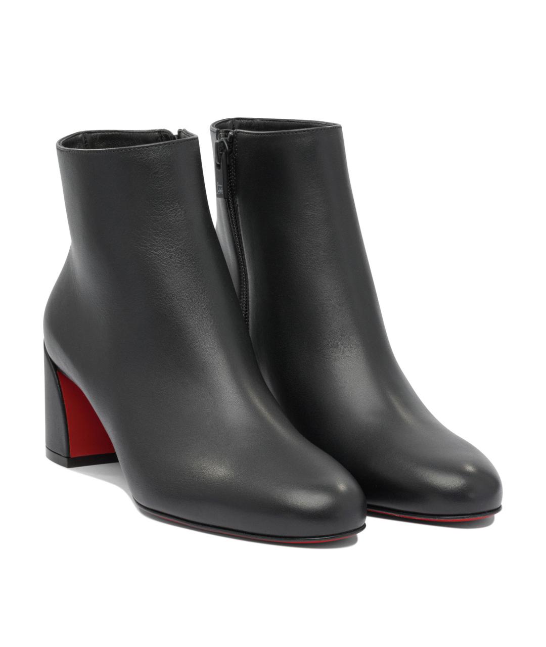 CHRISTIAN LOUBOUTIN Черные кожаные ботильоны, фото 2