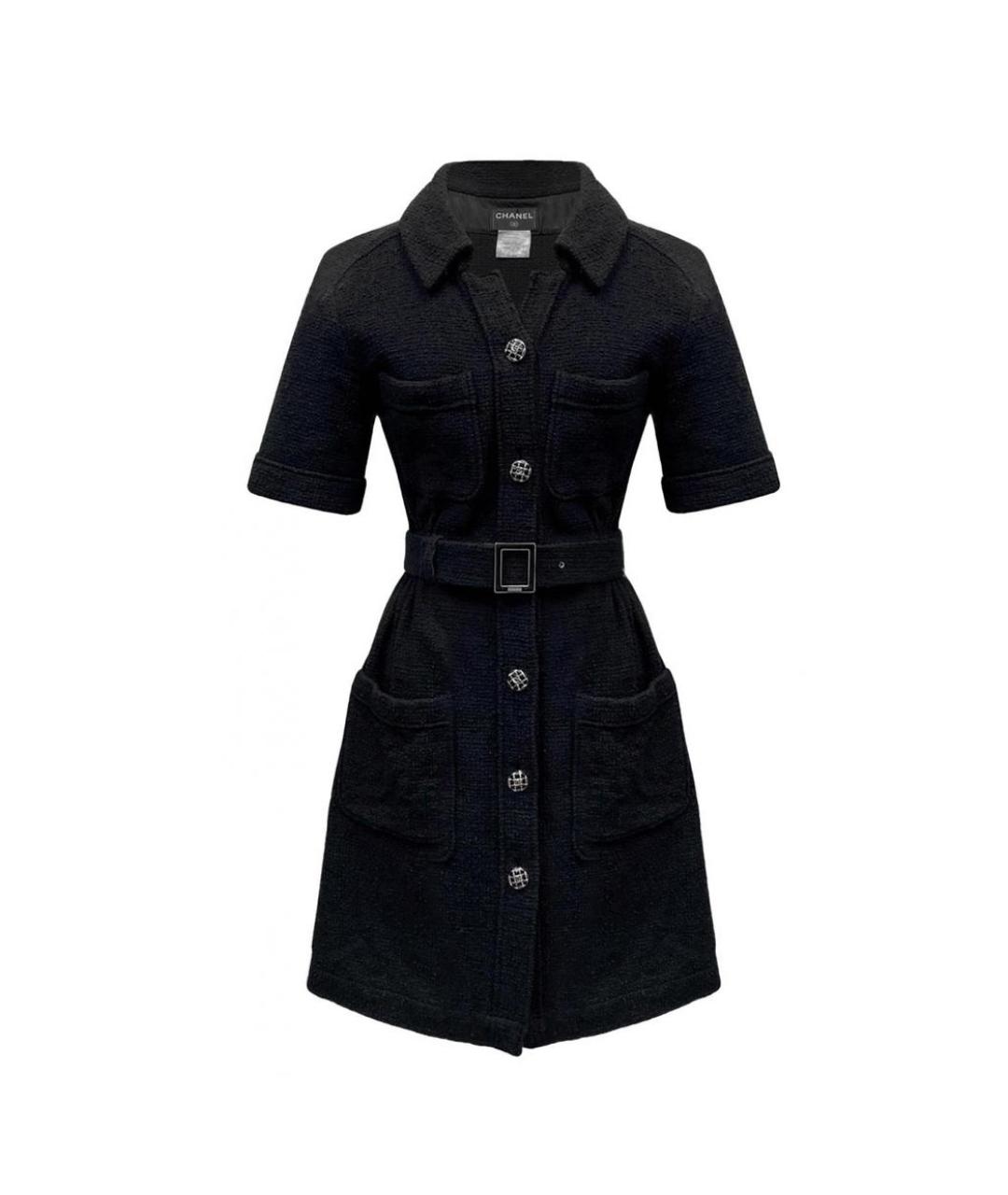 CHANEL Черное твидовое коктейльное платье, фото 1