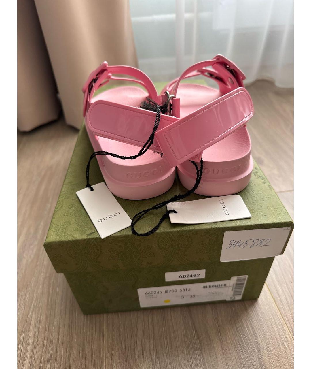 GUCCI Розовые резиновые босоножки, фото 4