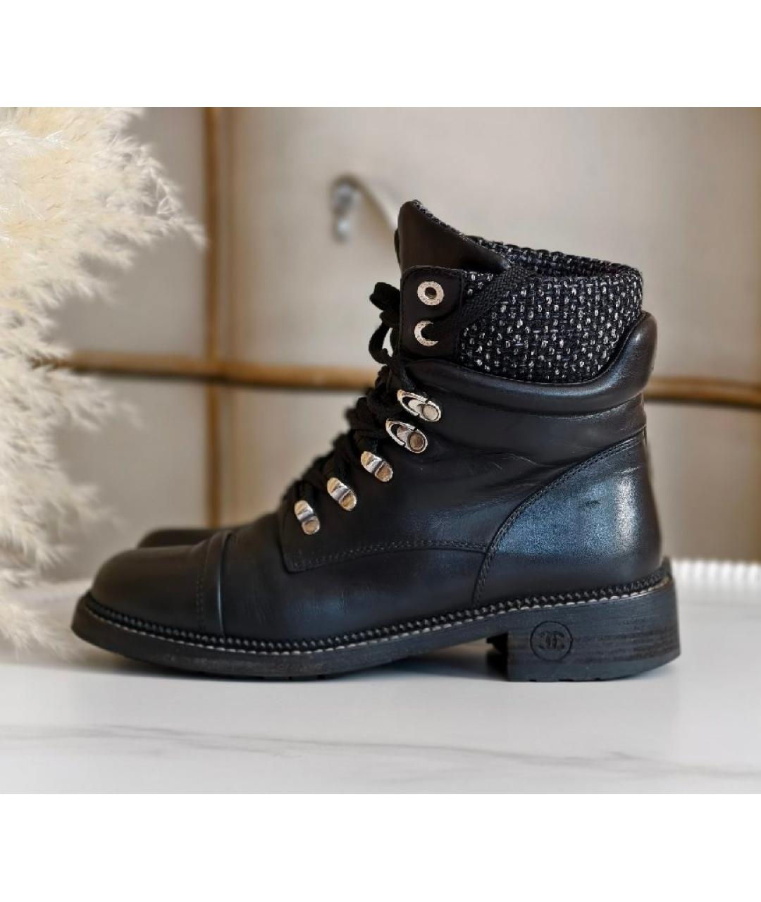 CHANEL Черные кожаные ботинки, фото 8