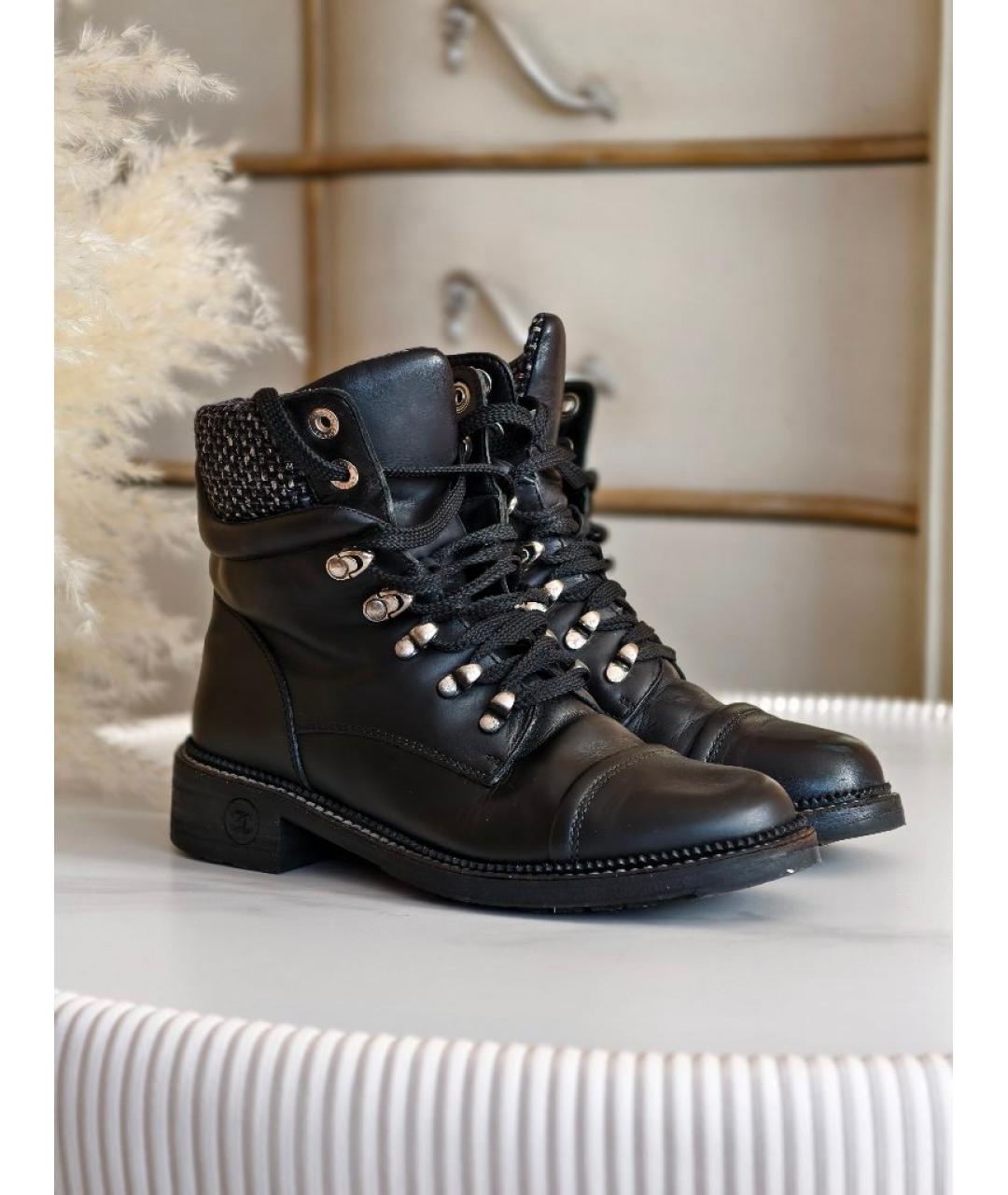 CHANEL Черные кожаные ботинки, фото 3