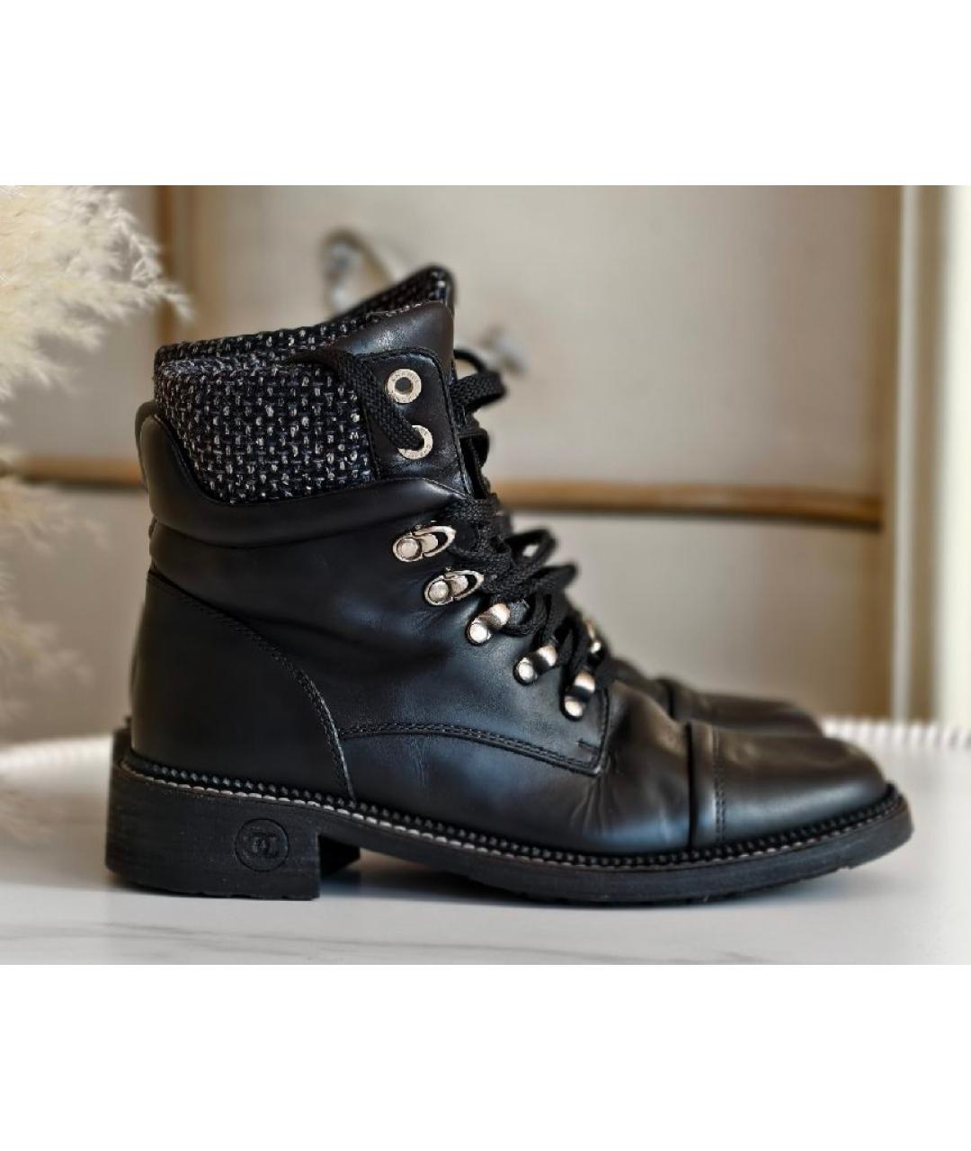 CHANEL Черные кожаные ботинки, фото 10