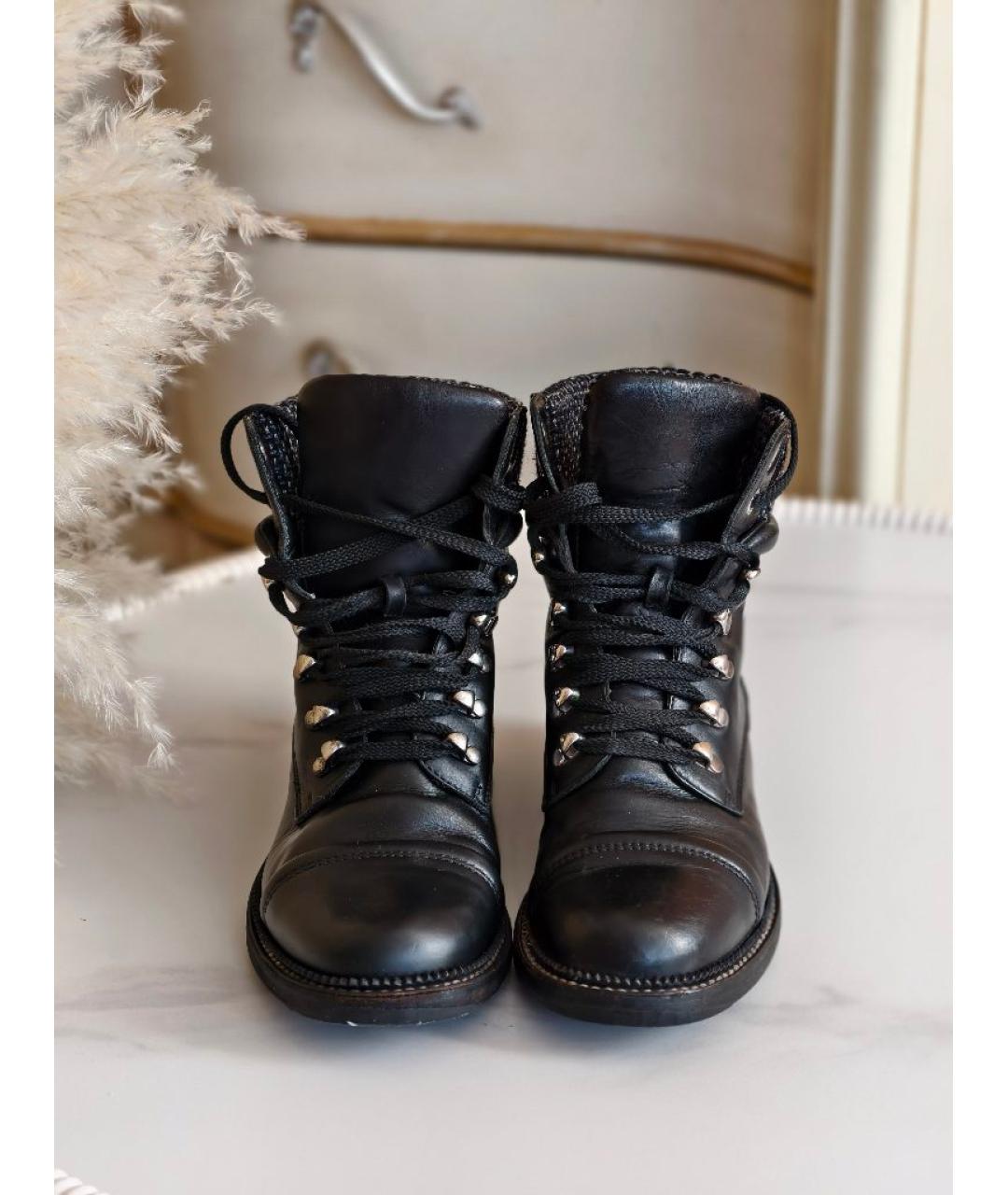 CHANEL Черные кожаные ботинки, фото 2