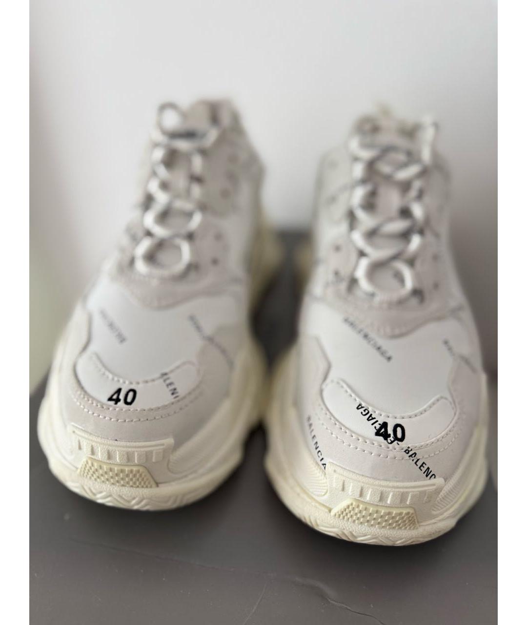 BALENCIAGA Белые кожаные кроссовки, фото 2