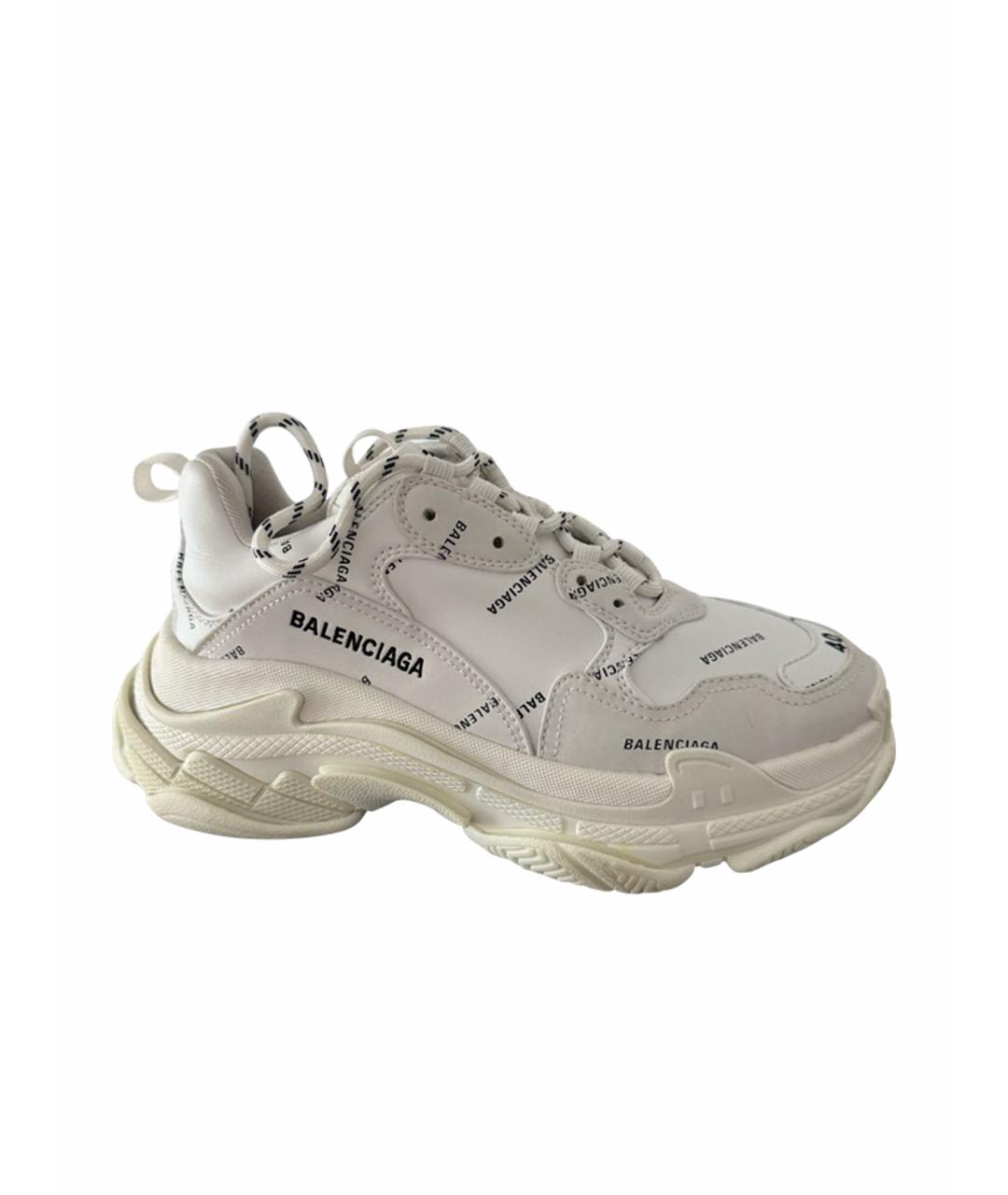 BALENCIAGA Белые кожаные кроссовки, фото 9