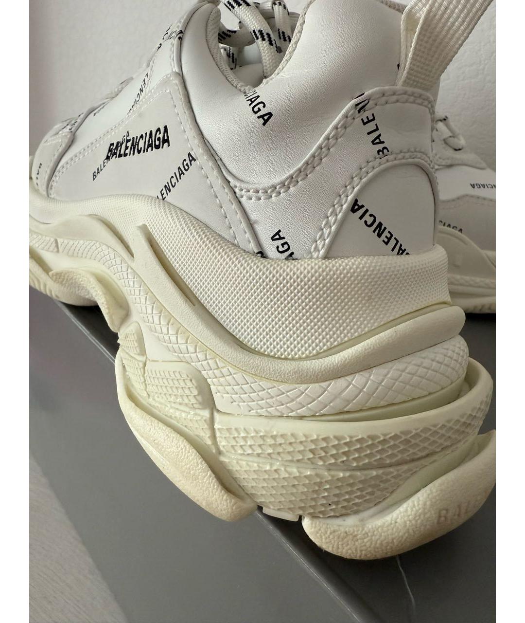 BALENCIAGA Белые кожаные кроссовки, фото 6