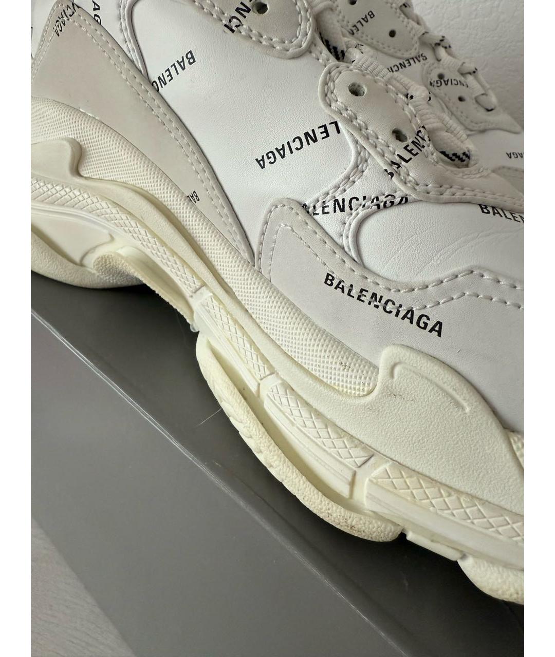BALENCIAGA Белые кожаные кроссовки, фото 7
