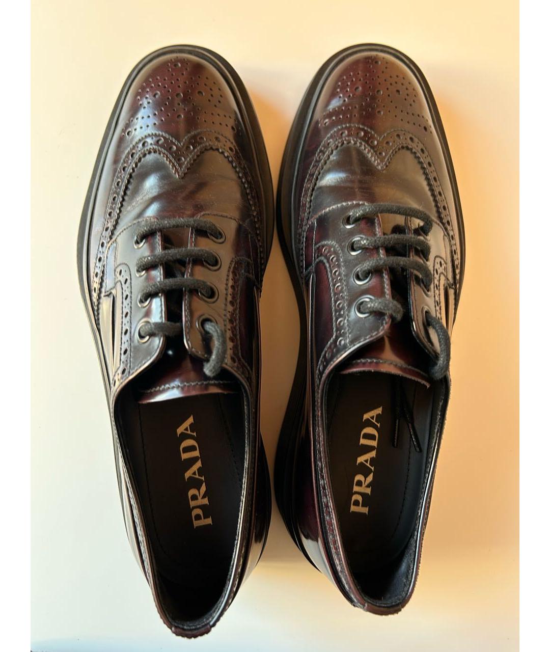 PRADA Бордовые кожаные туфли, фото 2