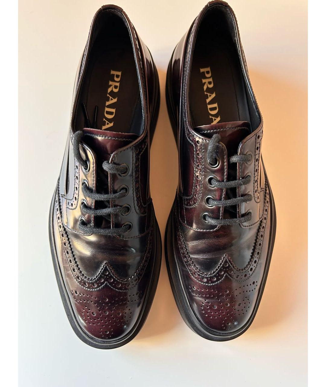 PRADA Бордовые кожаные туфли, фото 3