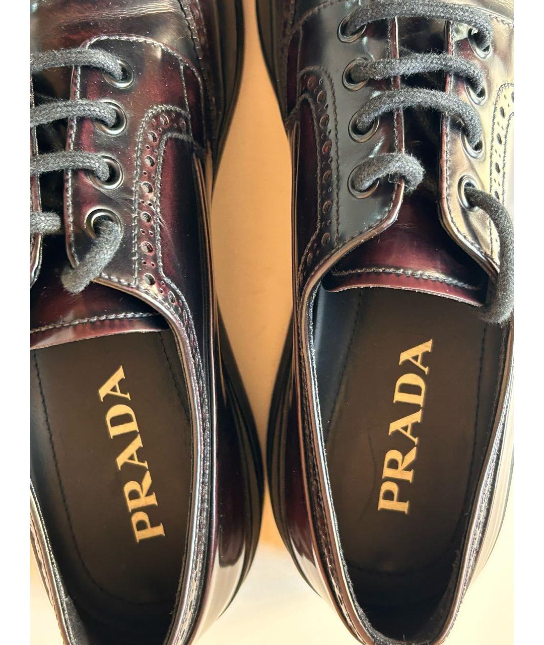 PRADA Бордовые кожаные туфли, фото 7