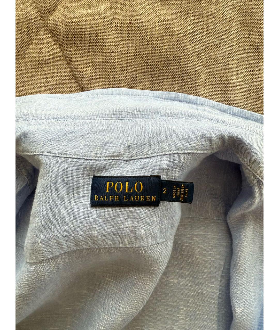 POLO RALPH LAUREN Голубое льняное повседневное платье, фото 8