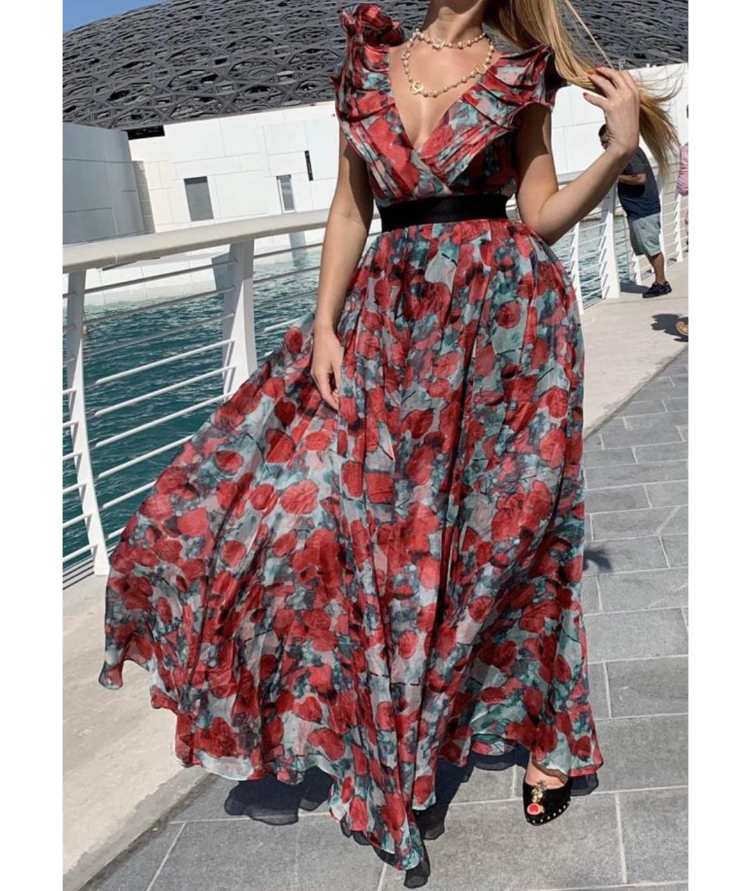 CAROLINA HERRERA Красное шелковое вечернее платье, фото 2
