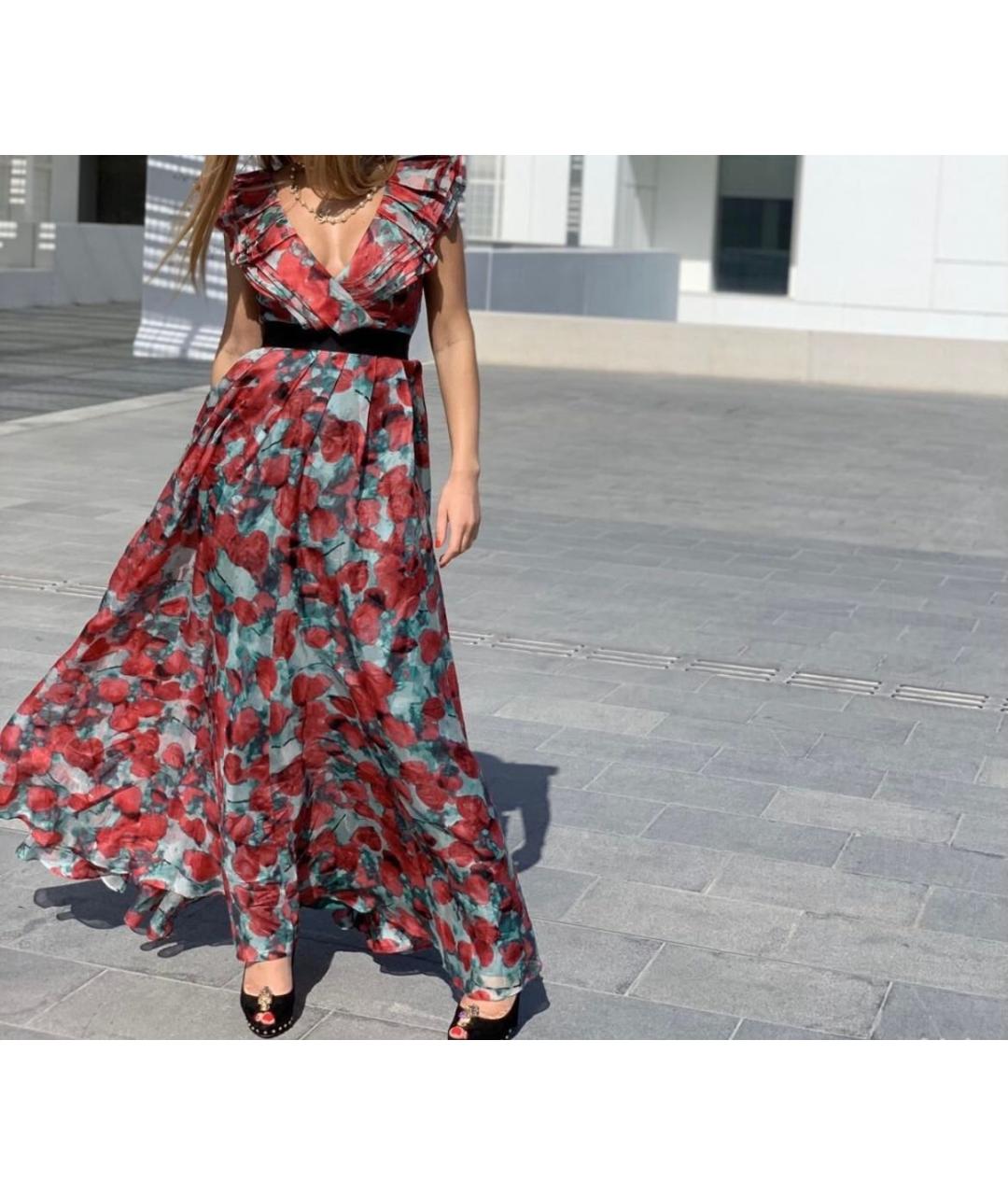 CAROLINA HERRERA Красное шелковое вечернее платье, фото 3