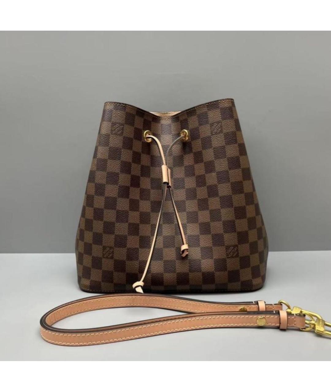 LOUIS VUITTON Коричневая кожаная сумка тоут, фото 7