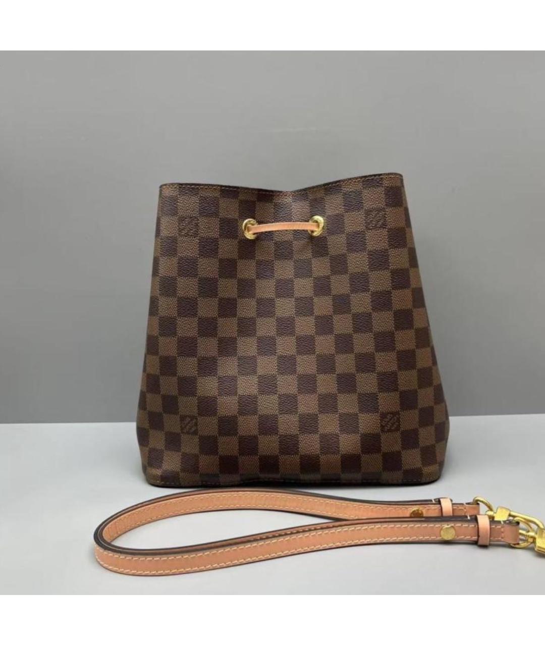 LOUIS VUITTON Коричневая кожаная сумка тоут, фото 2