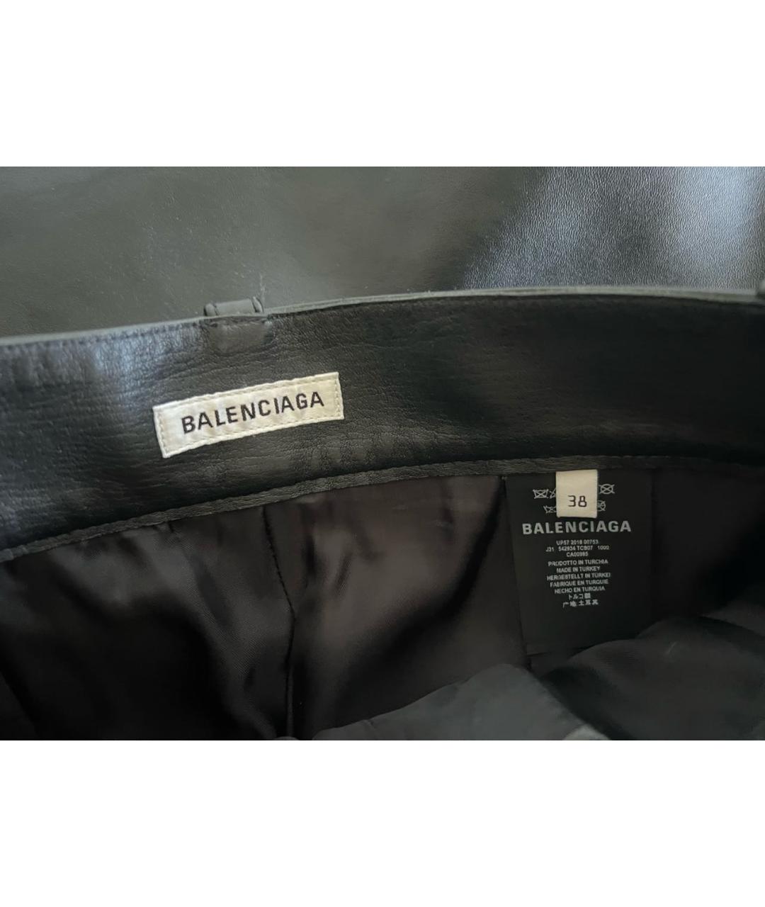 BALENCIAGA Черная кожаная юбка миди, фото 3