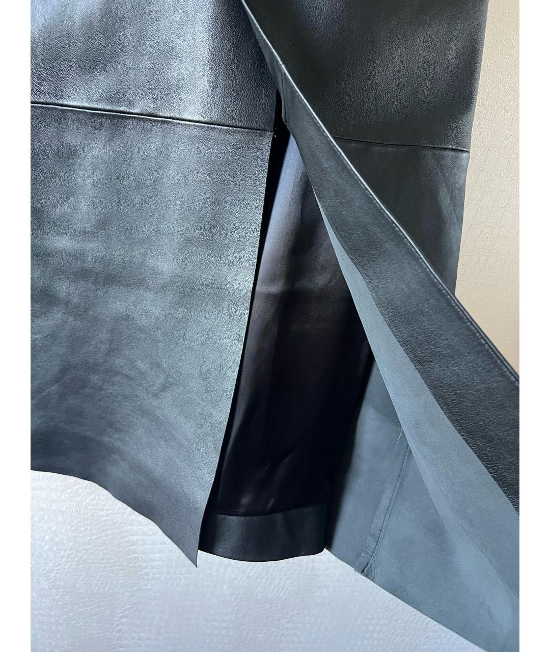 BALENCIAGA Черная кожаная юбка миди, фото 5
