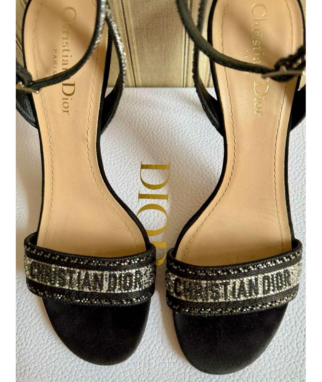 CHRISTIAN DIOR Черные текстильные босоножки, фото 5