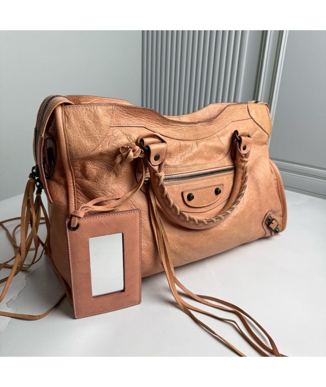BALENCIAGA Розовая кожаная сумка с короткими ручками, фото 2