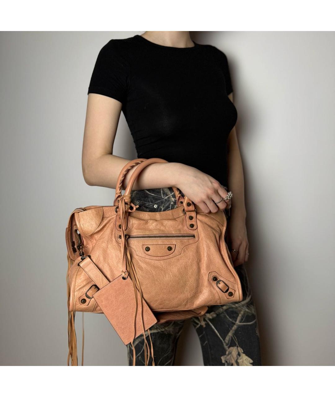 BALENCIAGA Розовая кожаная сумка с короткими ручками, фото 8