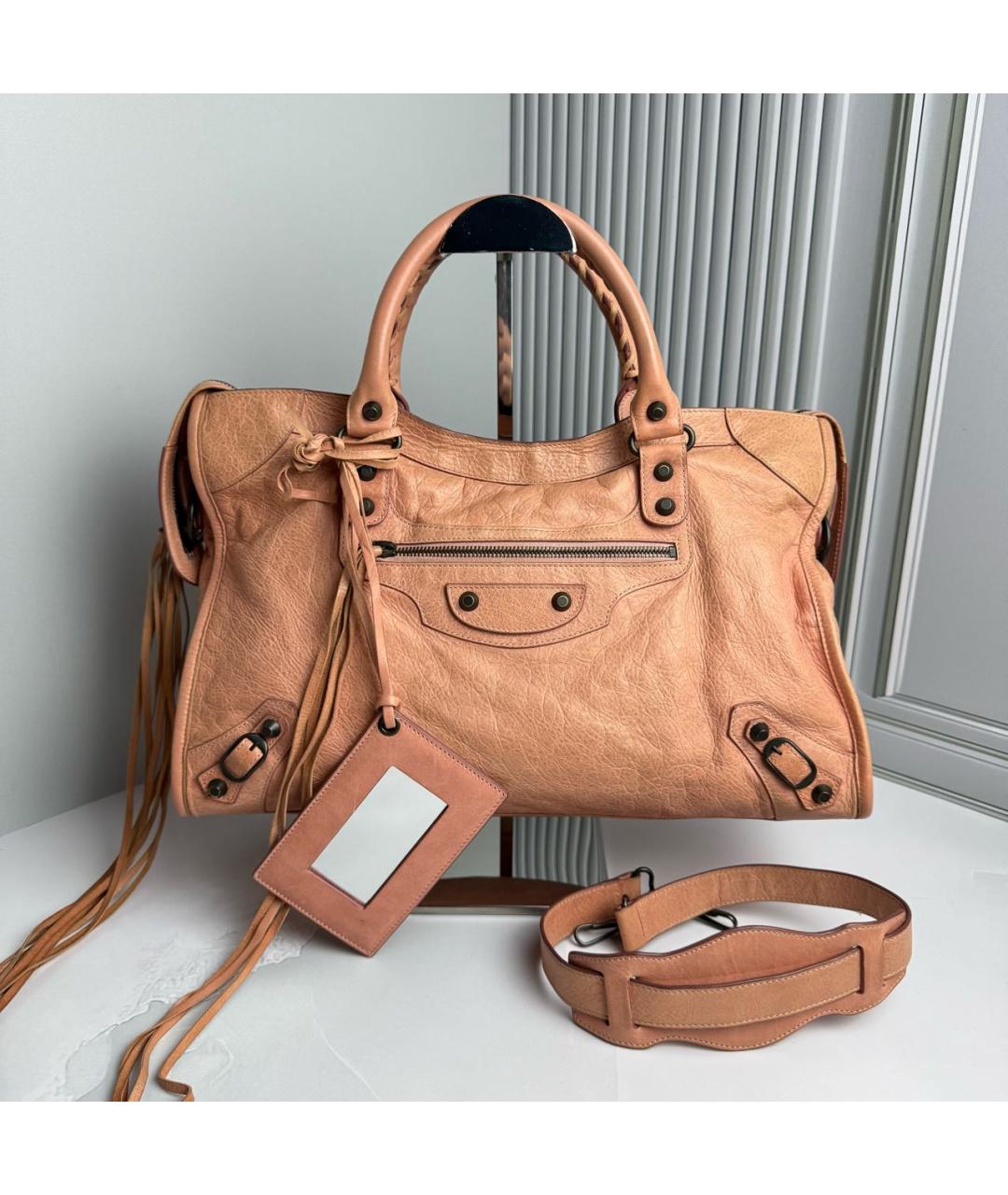 BALENCIAGA Розовая кожаная сумка с короткими ручками, фото 9